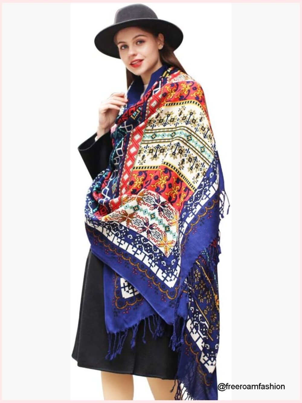 100% Merino Wool Pashmina Shawl 96x43 Oversized Wrap with Tassels Travel Cape